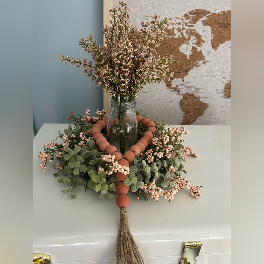 Neutral Pink Bead Garland with Tassel - Spring Home Accents